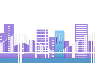 城市剪影大桥建筑城市生活大厦都市高层公寓矢量图